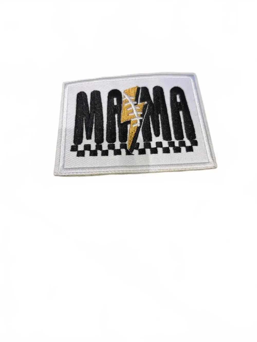 MAMA Embroidered Patch with Lightning Bolt Design